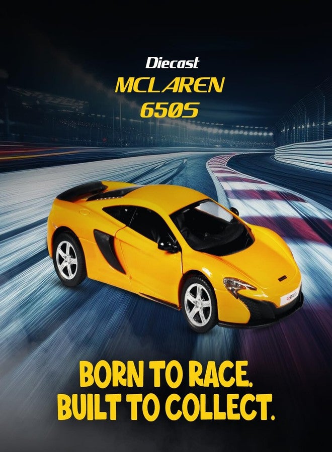 Rmz City 5 Inch Die Cast McLaren 650S Toy Car 1:32 Scale Model | Licensed Collectible Vehicle with Opening Doors & Pullback Action | International Series for Kids & Car Lovers | Blue - Image 2